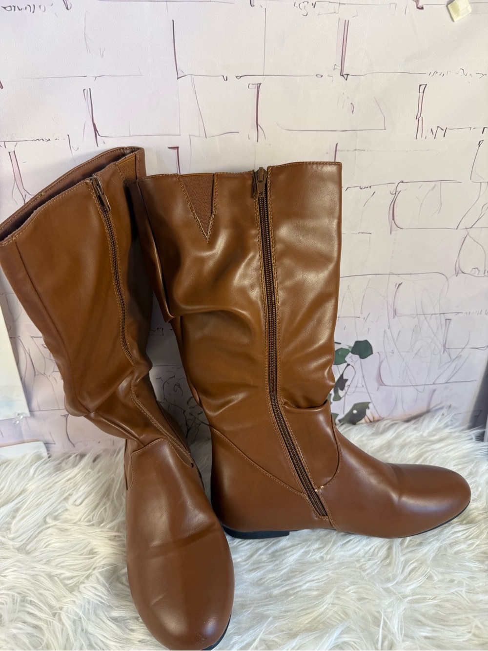 Women’s Brown Cognac Slouch Knee High Boots Size 7.5